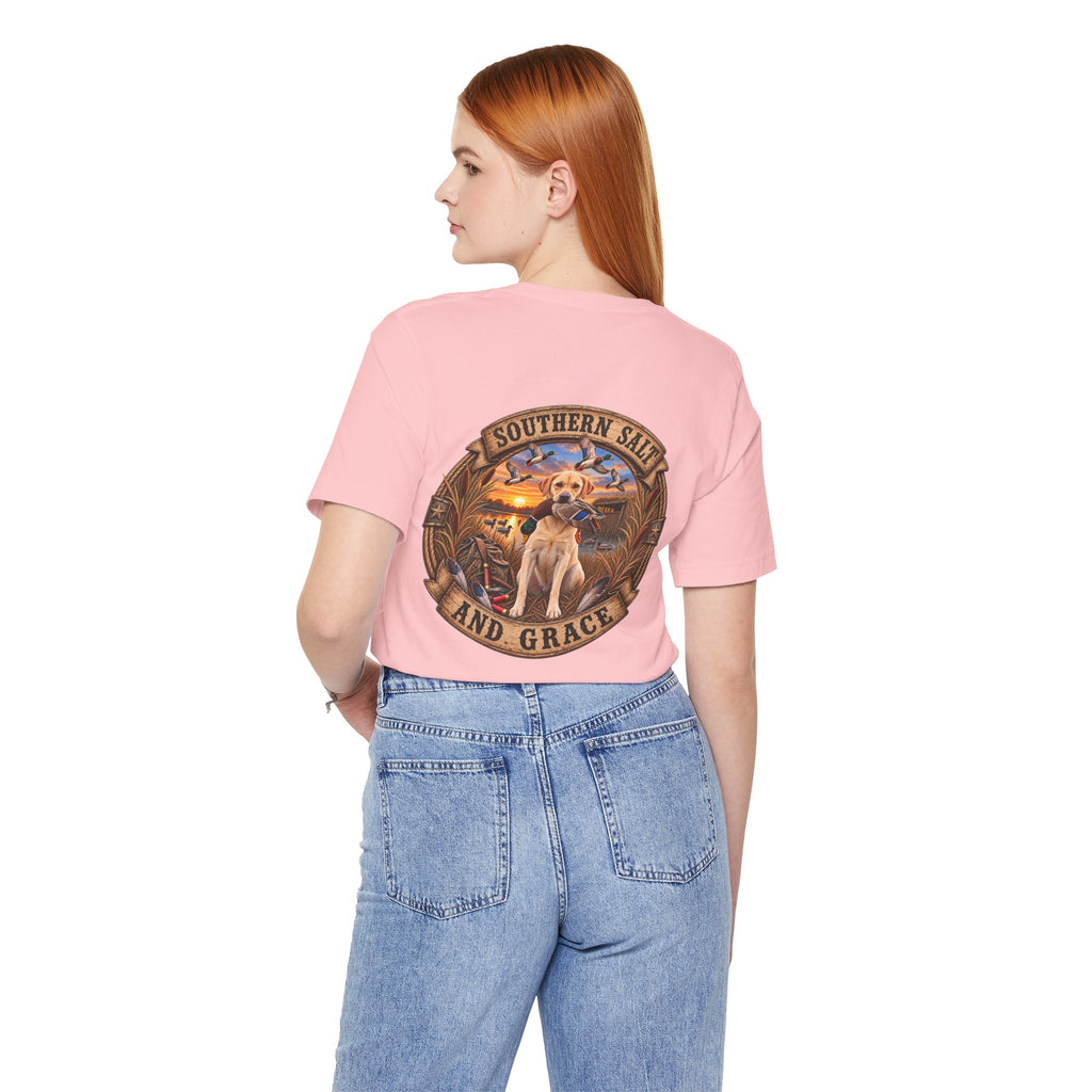 Marsh mornings yellow lab short sleeve