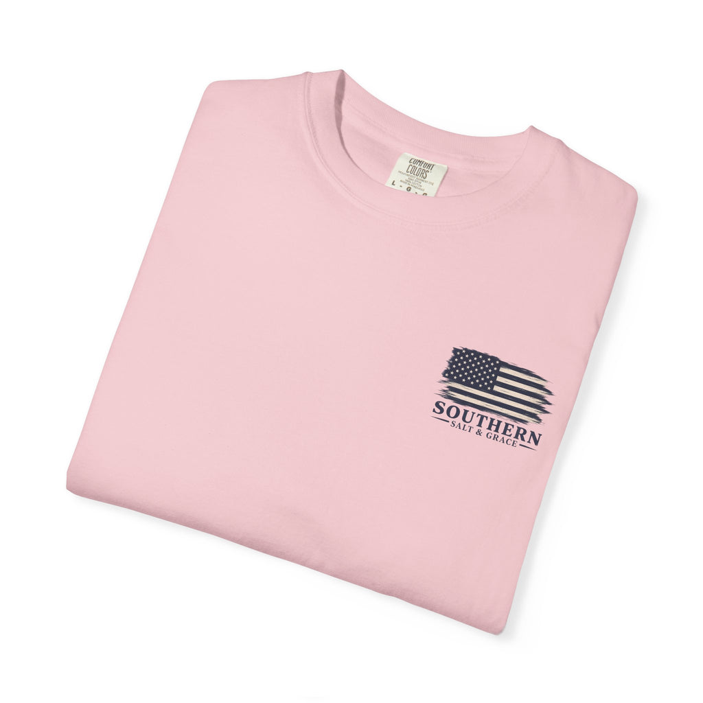 T-Shirt — 'Southern Salt & Grace' Distressed Flag Chest & Back Print