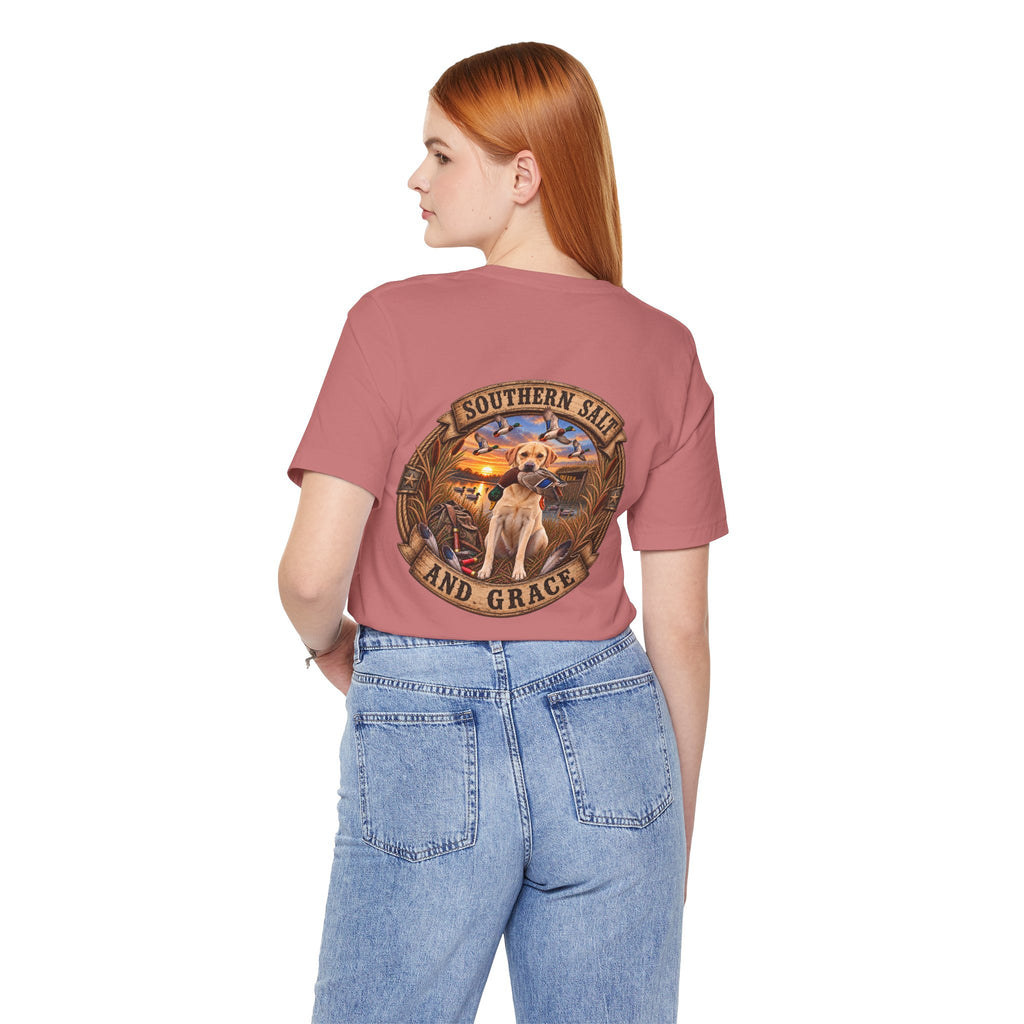 Marsh mornings yellow lab short sleeve