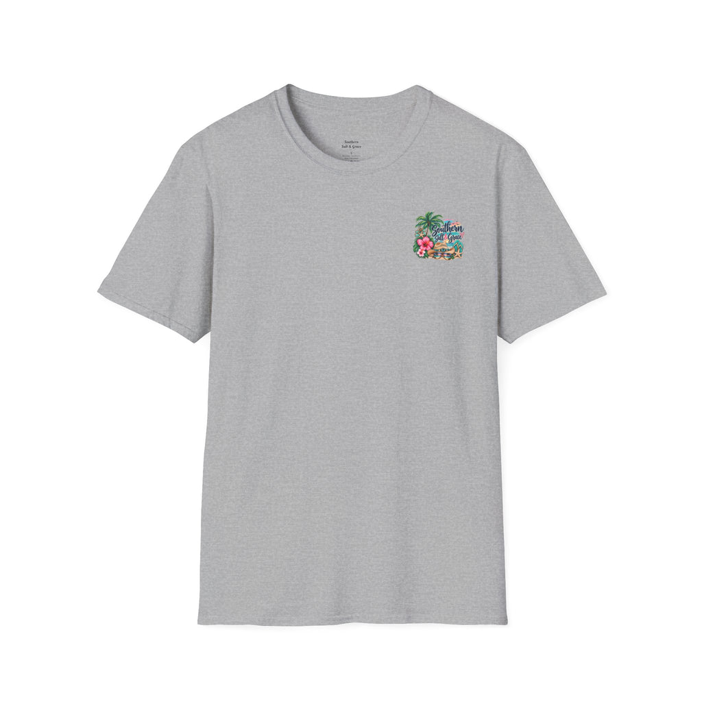 T-Shirt — Tropical Floral 'Charleston Paradise' Chest Design