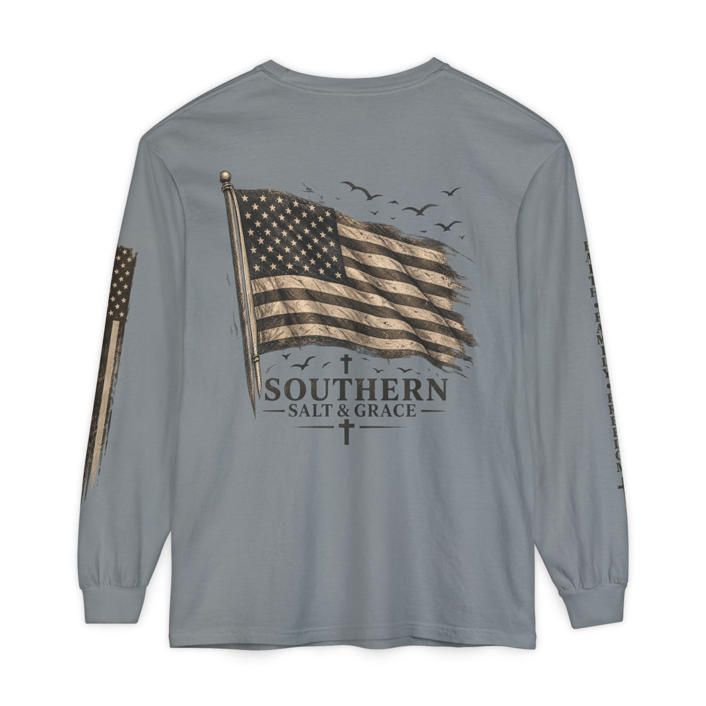 Southern Salt & Grace Flag Long Sleeve Tee