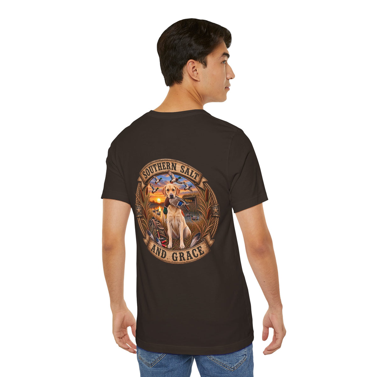 Marsh mornings yellow lab short sleeve