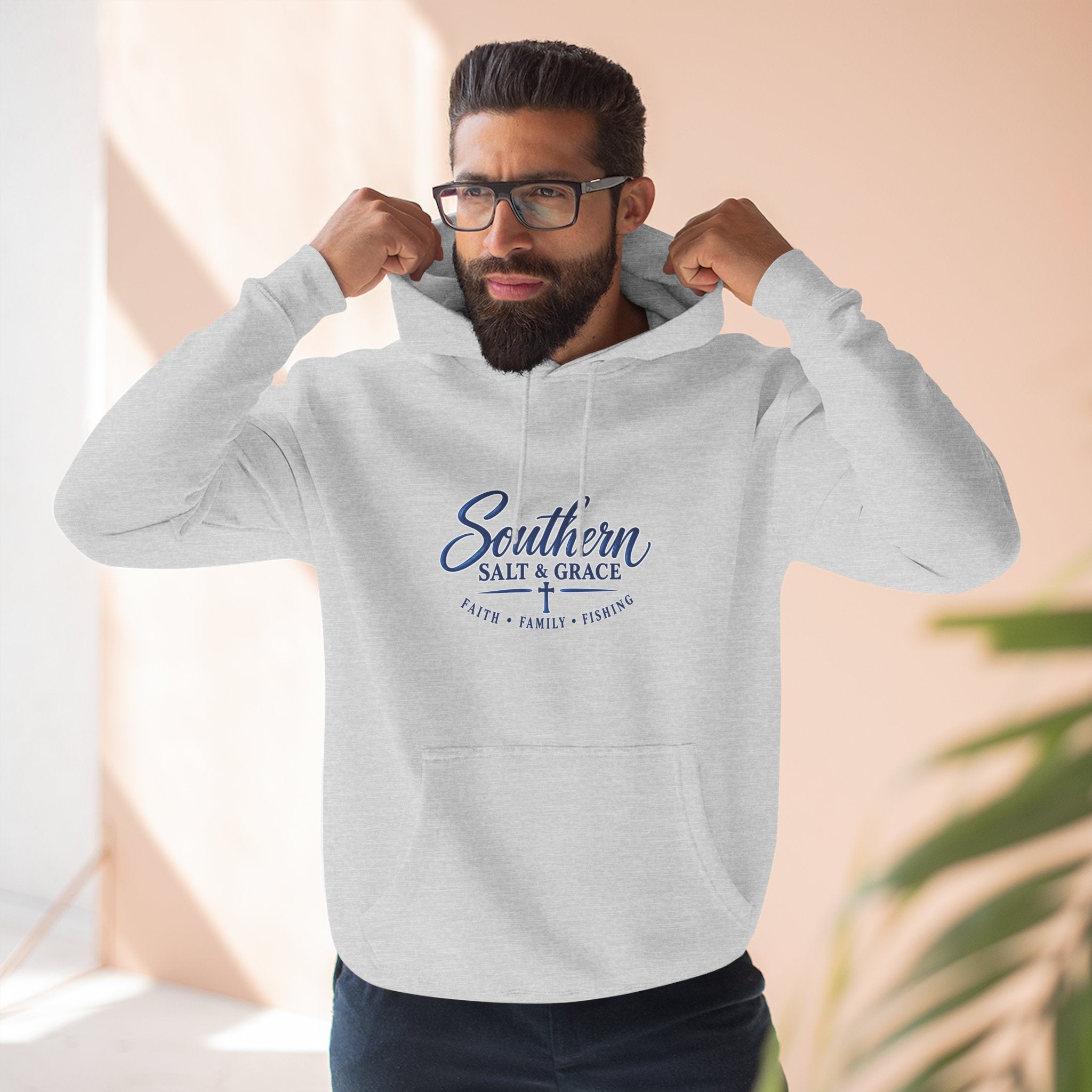 Southern Salt & Grace Hoodie — Coastal Fishing Graphic Fleece Pullover