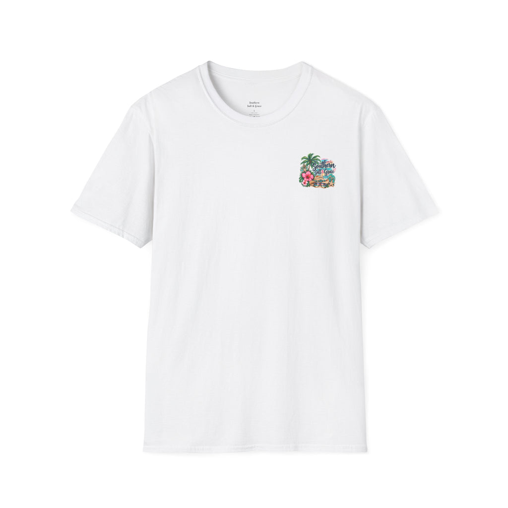 T-Shirt — Tropical Floral 'Charleston Paradise' Chest Design