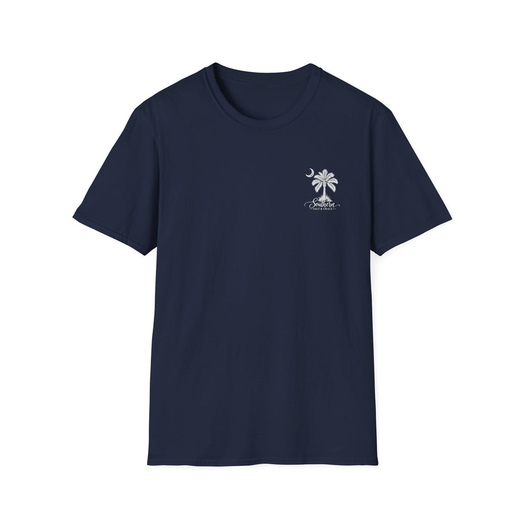 Moon & Palmetto Pocket Tee — South Carolina Palm Tree T-Shirt