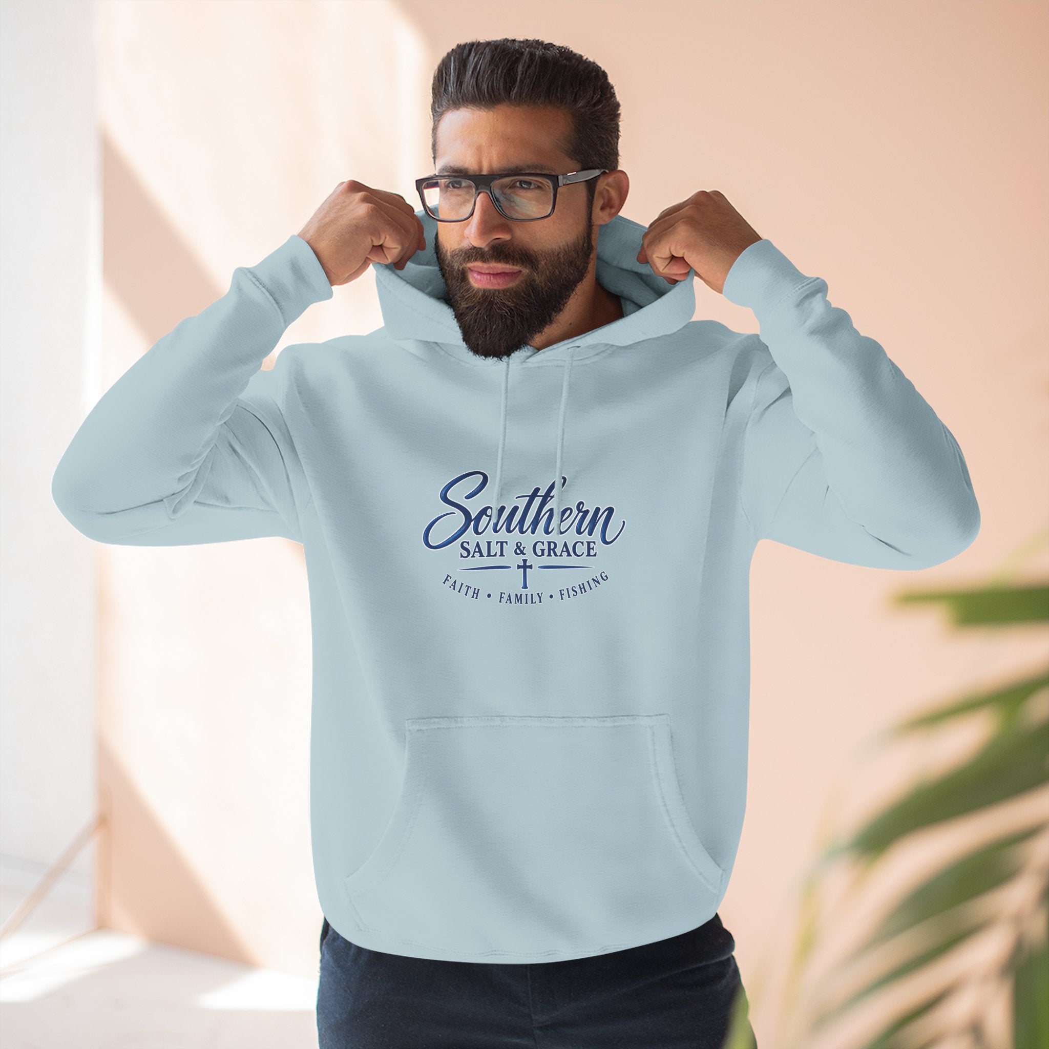 Southern Salt & Grace Hoodie — Coastal Fishing Graphic Fleece Pullover