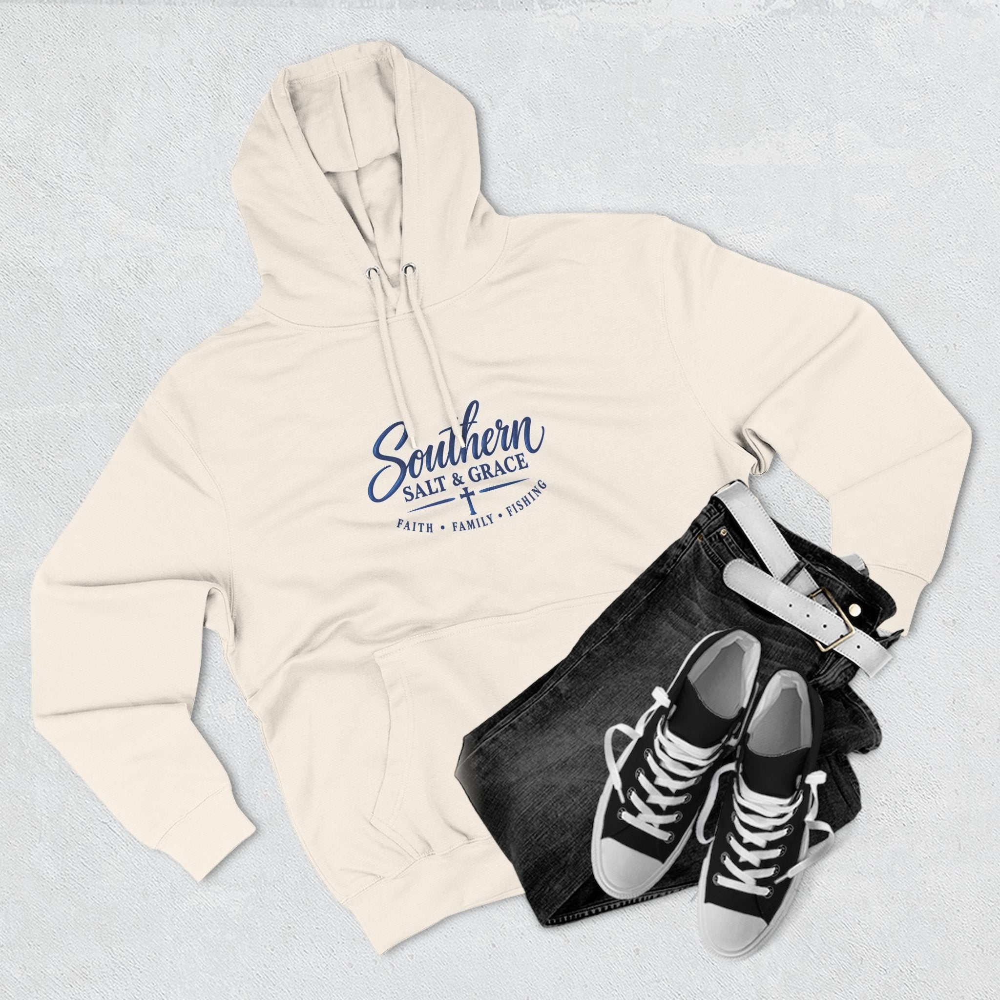 Southern Salt & Grace Hoodie — Coastal Fishing Graphic Fleece Pullover