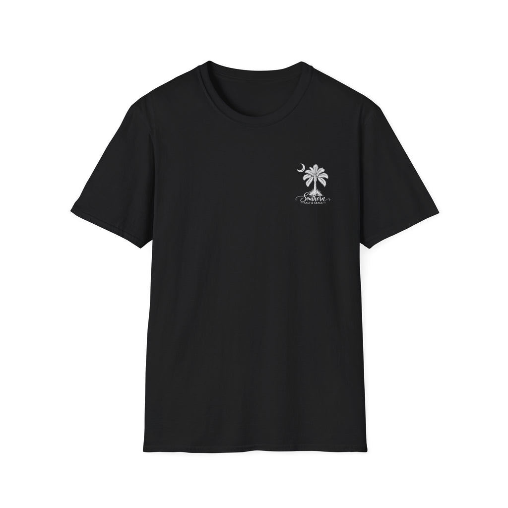 Moon & Palmetto Pocket Tee — South Carolina Palm Tree T-Shirt