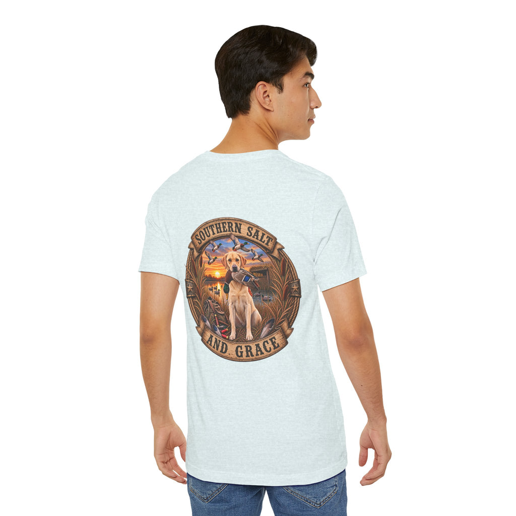 Marsh mornings yellow lab short sleeve
