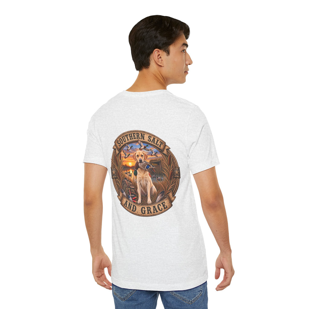 Marsh mornings yellow lab short sleeve