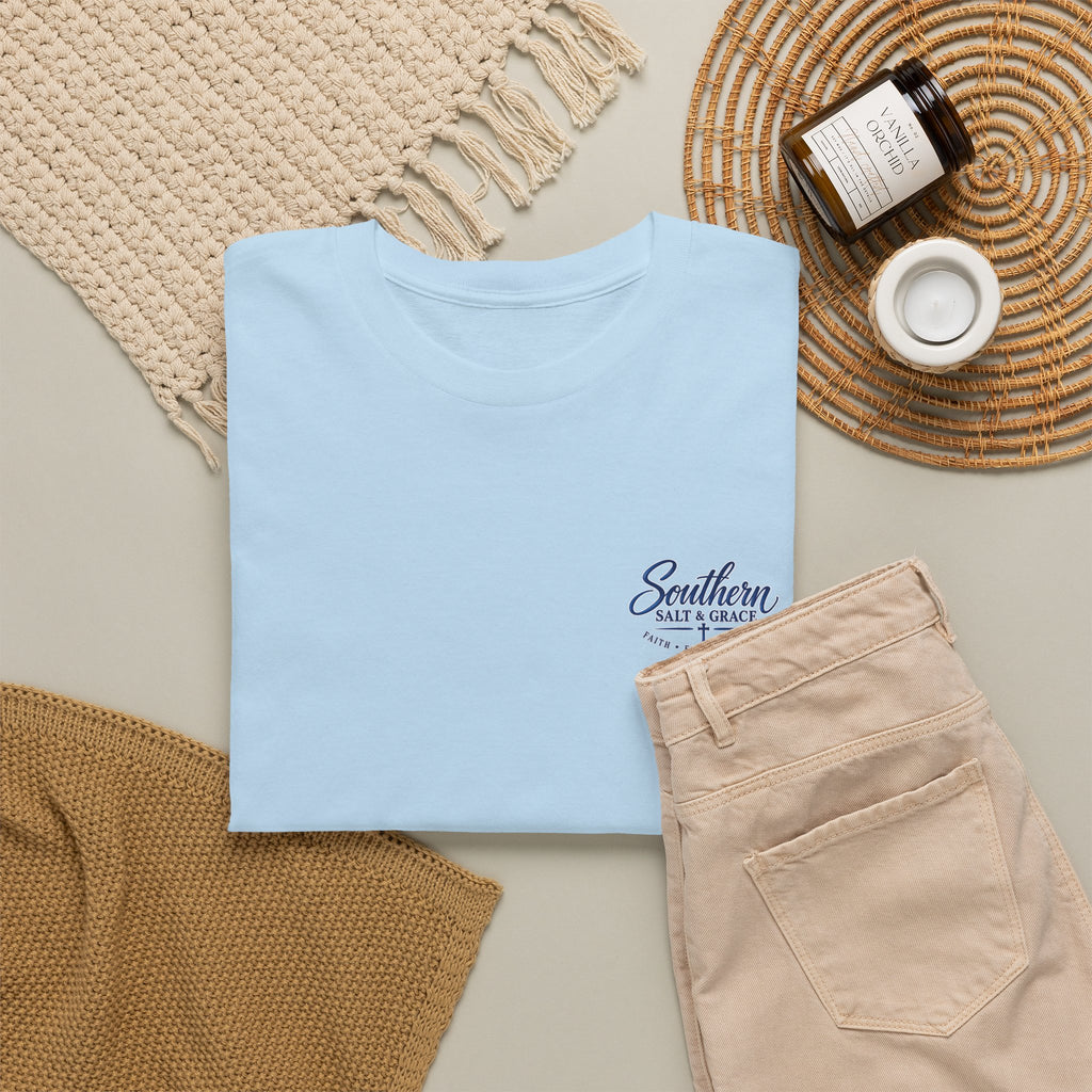 Southern Salt & Grace Beach T-Shirt — Palm Tree Coastal Tee