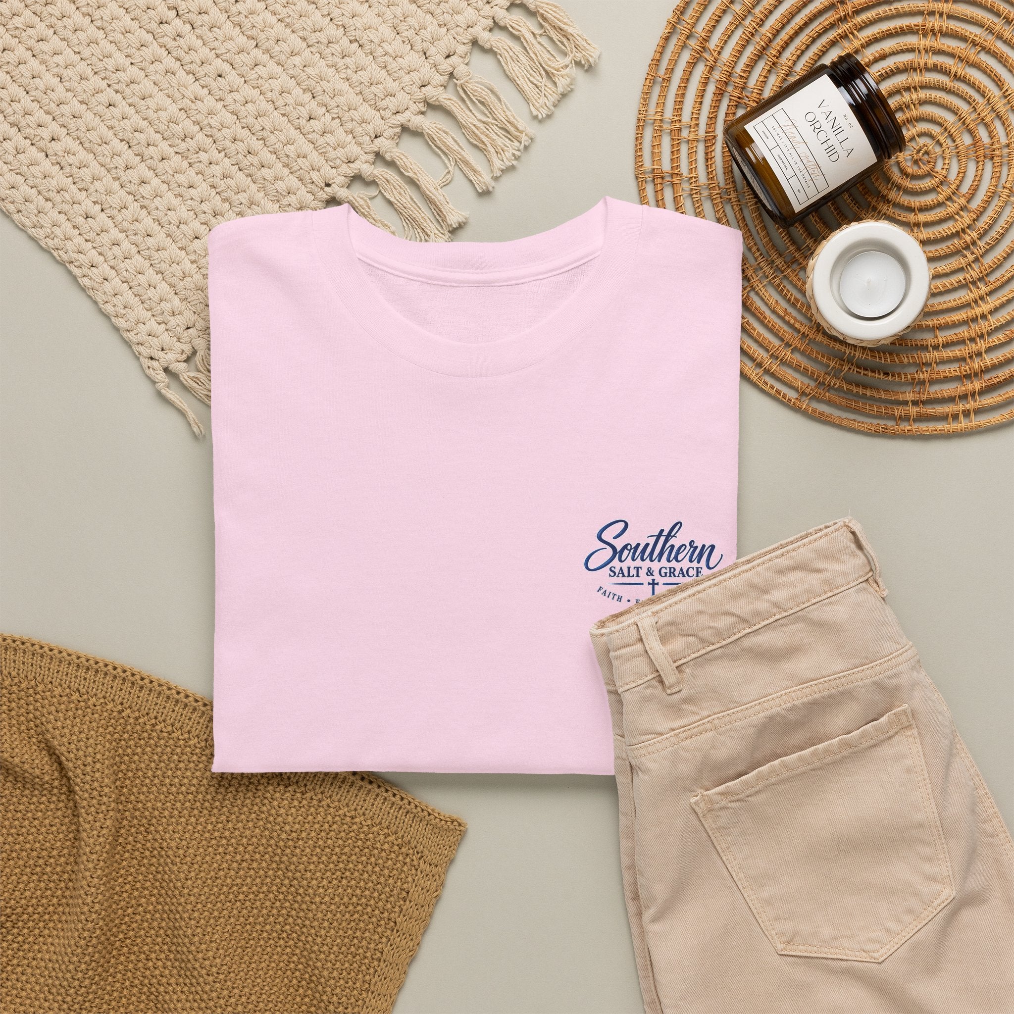 Southern Salt & Grace Beach T-Shirt — Palm Tree Coastal Tee