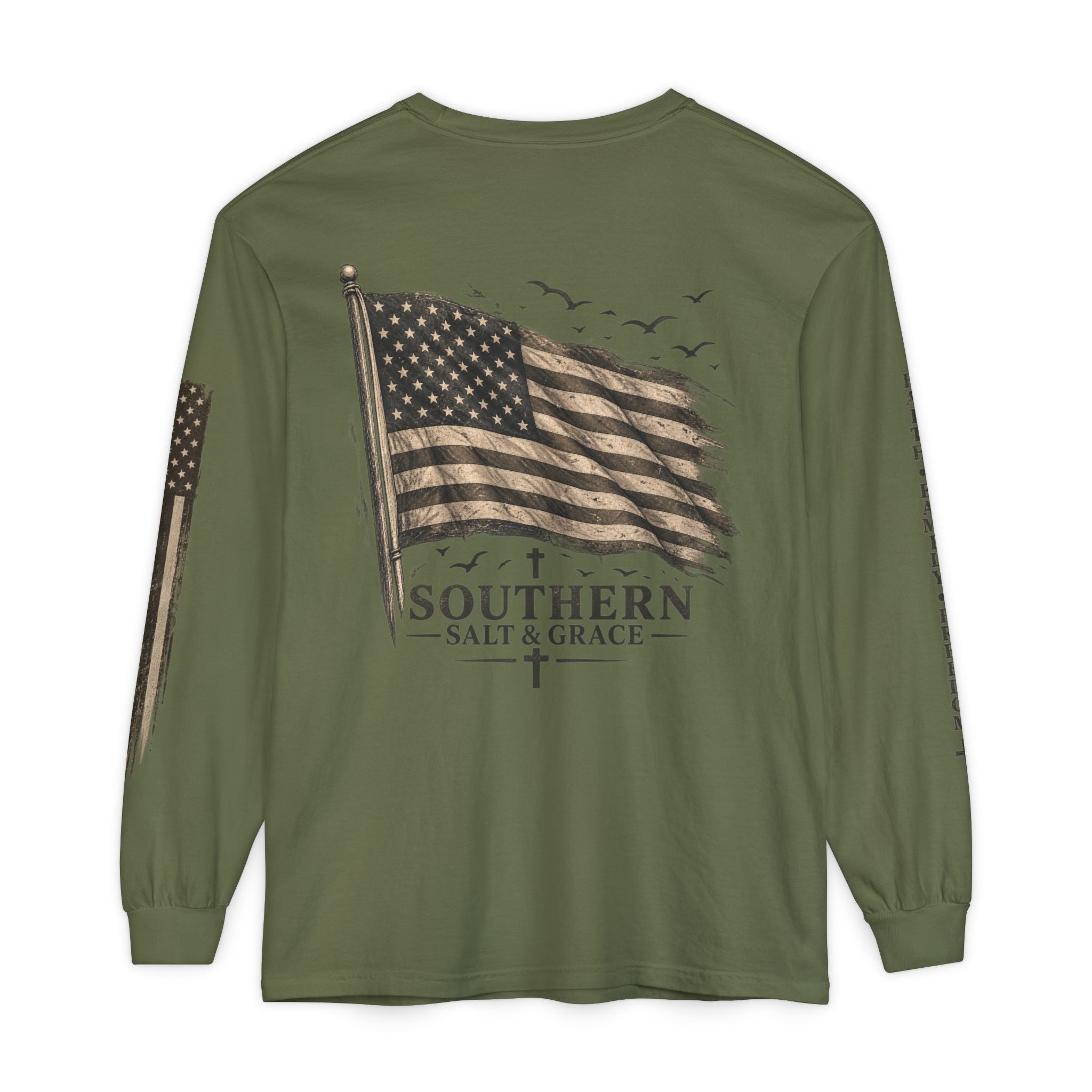 Southern Salt & Grace Flag Long Sleeve Tee