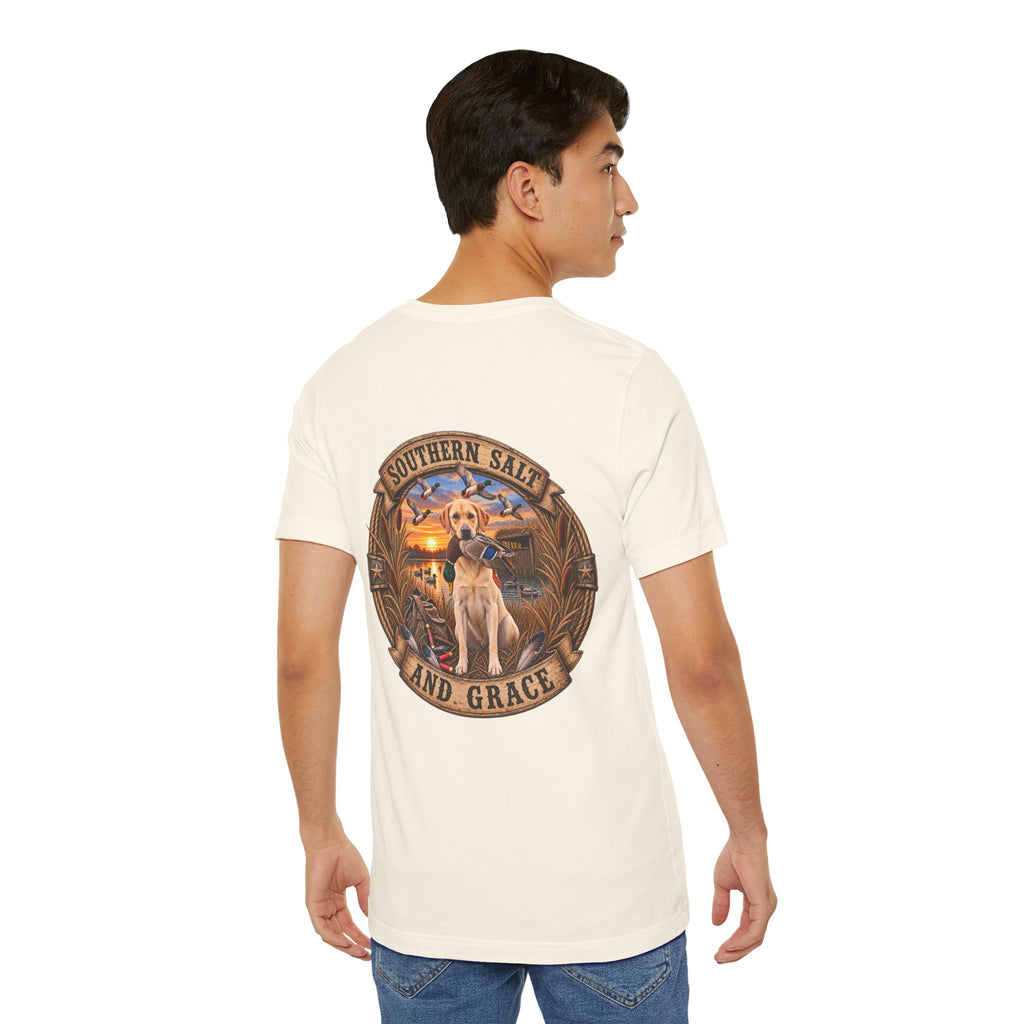Marsh mornings yellow lab short sleeve