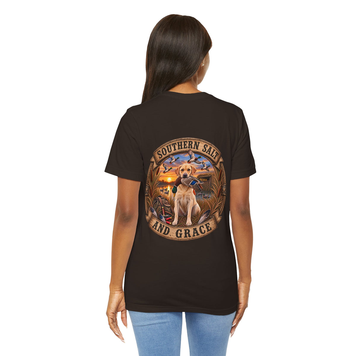Marsh mornings yellow lab short sleeve