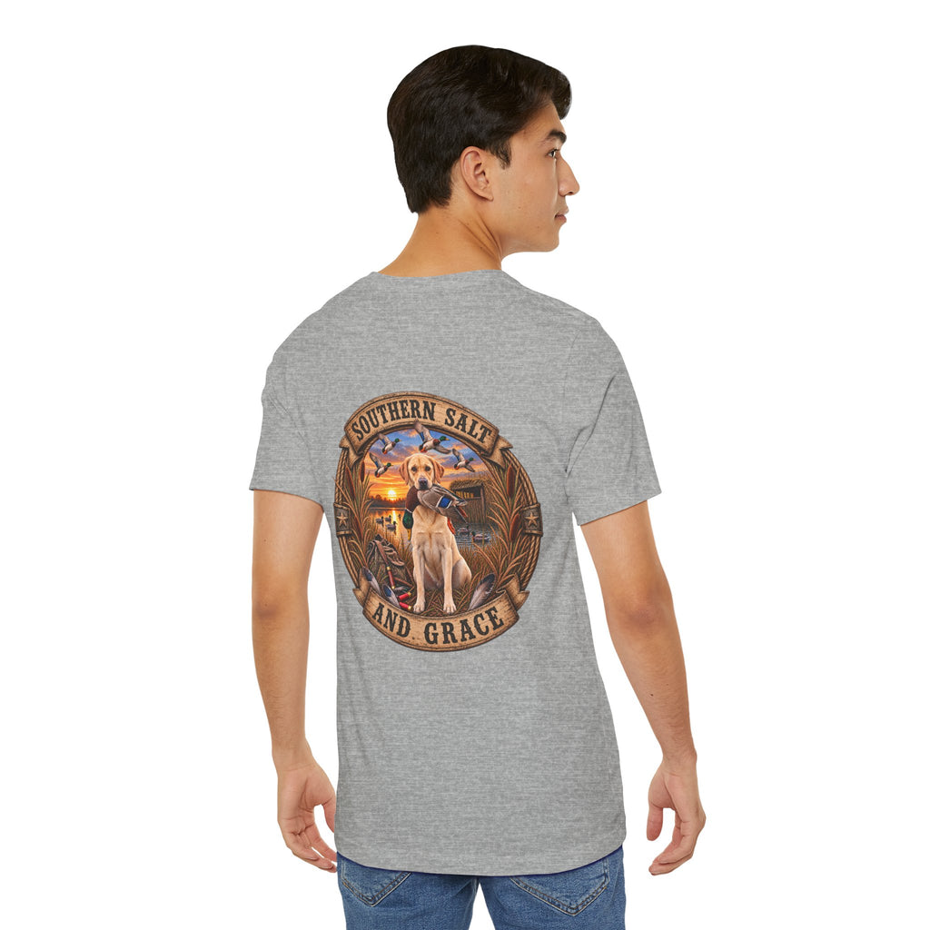 Marsh mornings yellow lab short sleeve