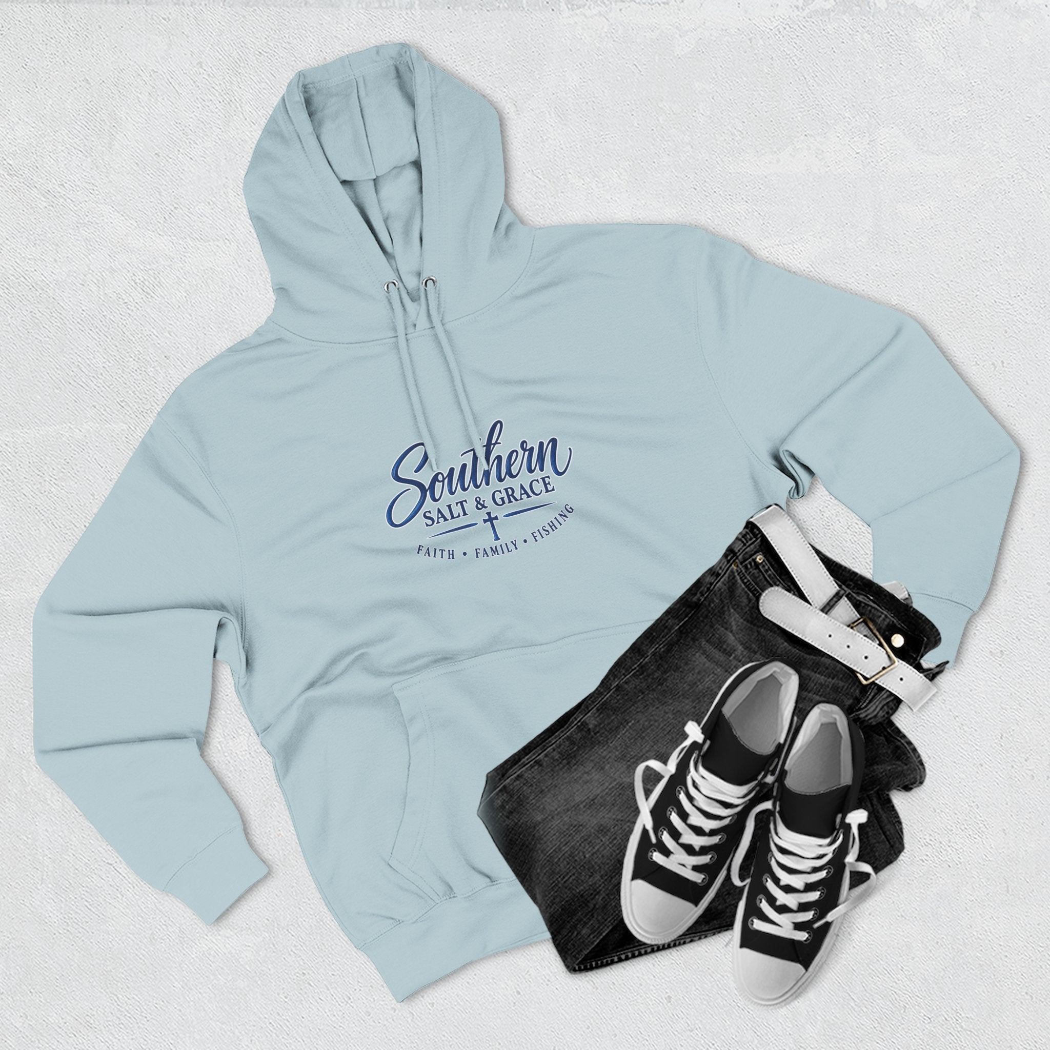 Southern Salt & Grace Hoodie — Coastal Fishing Graphic Fleece Pullover