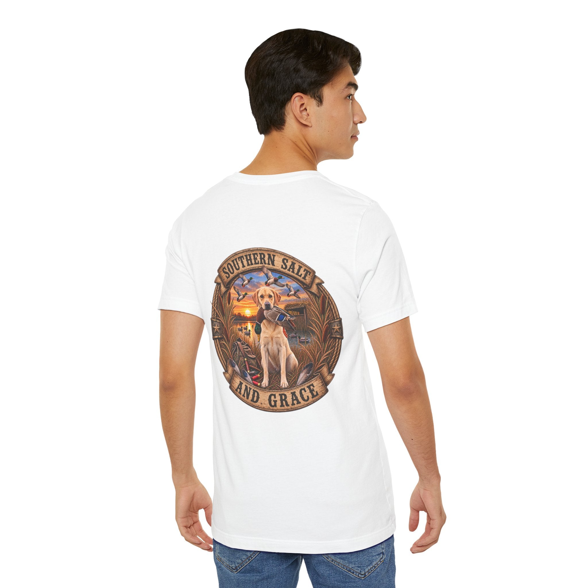 Marsh mornings yellow lab short sleeve