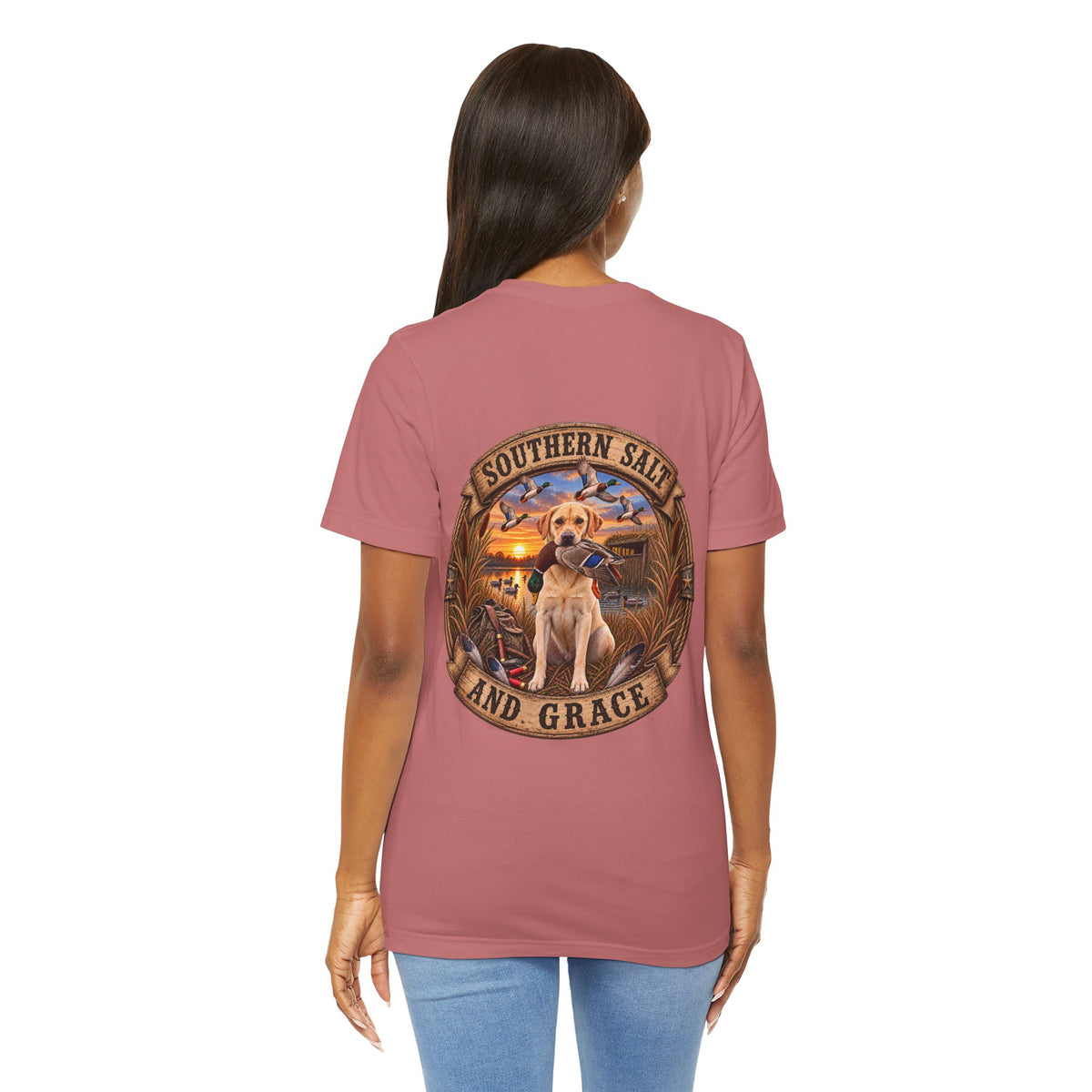 Marsh mornings yellow lab short sleeve